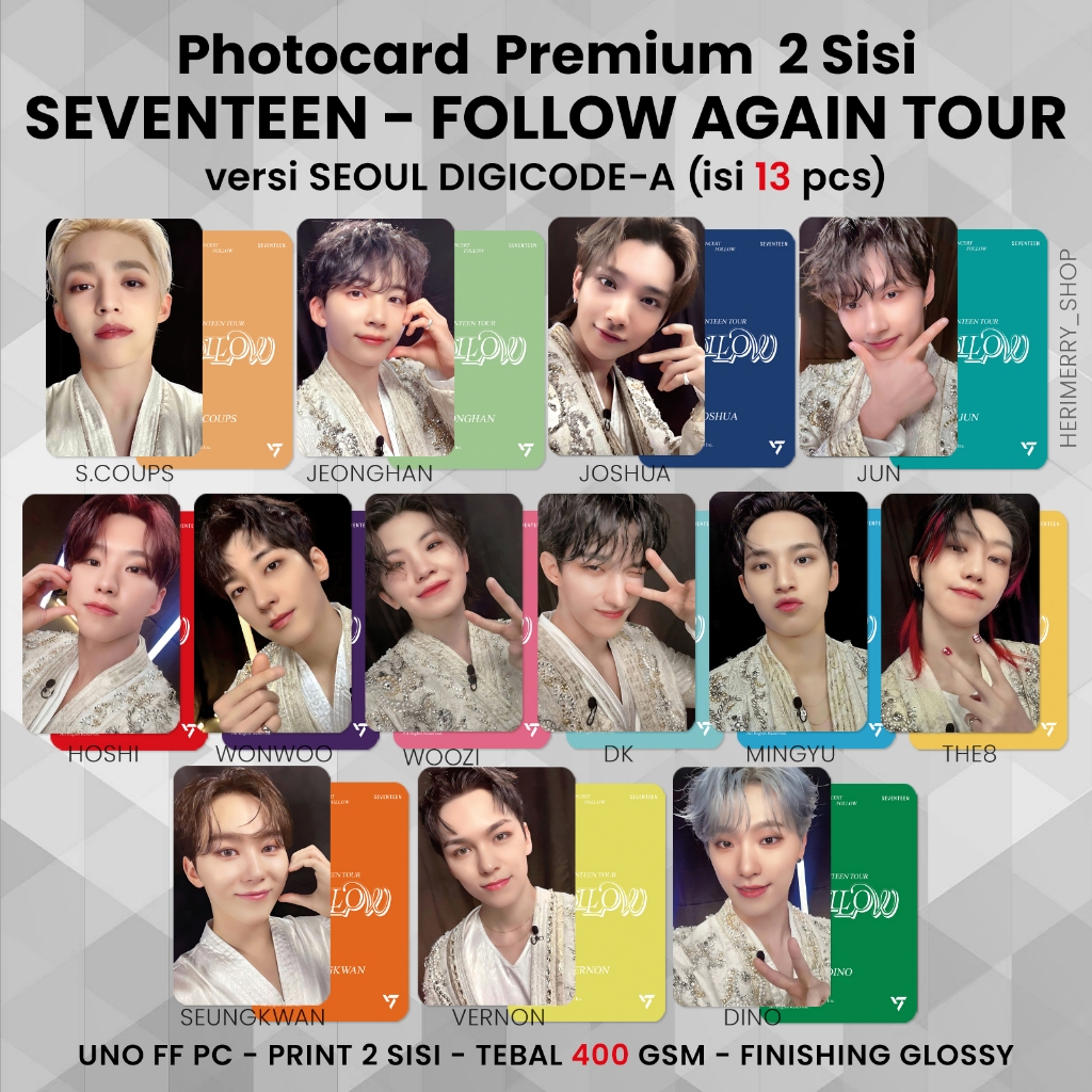 Contents 13 PCS) SEVENTEEN FOLLOW AGAIN TOUR Photocard - Premium