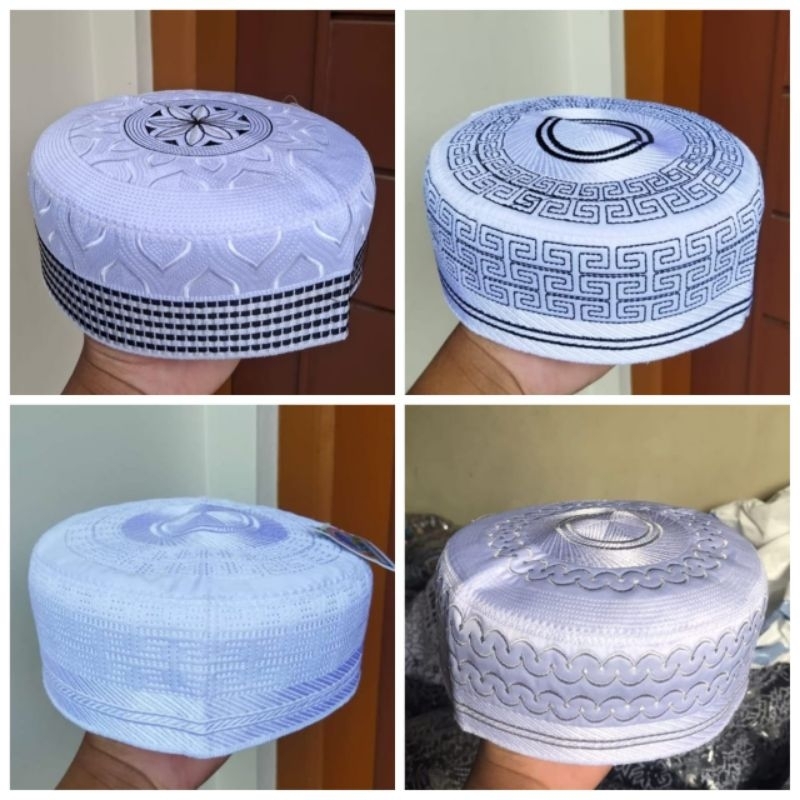 MADINAH BUGIS CAP MADINAH HAJI CAP WHITE CAP WITH MOTIF | Shopee Malaysia