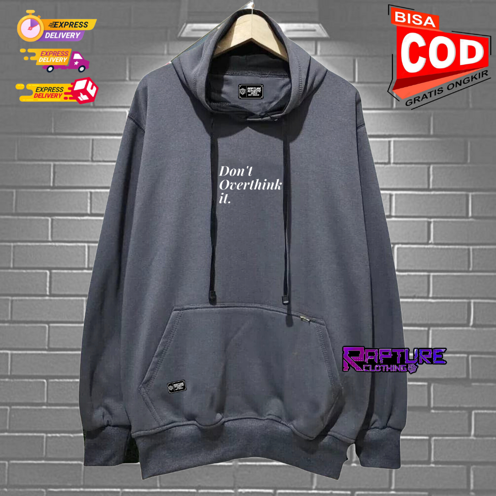 Hoodie Distro Men Women Dark Gray Color Sablon Dont Overthink ItE