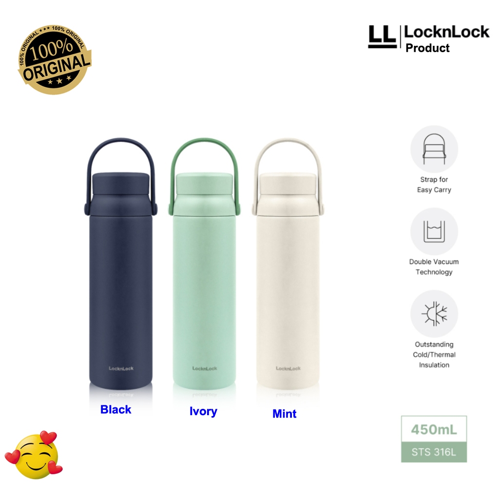 TERMOS Lock n Lock Tumbler Carry Handle 450ml Hot Cold Drinking Water  Thermos LHC 4246