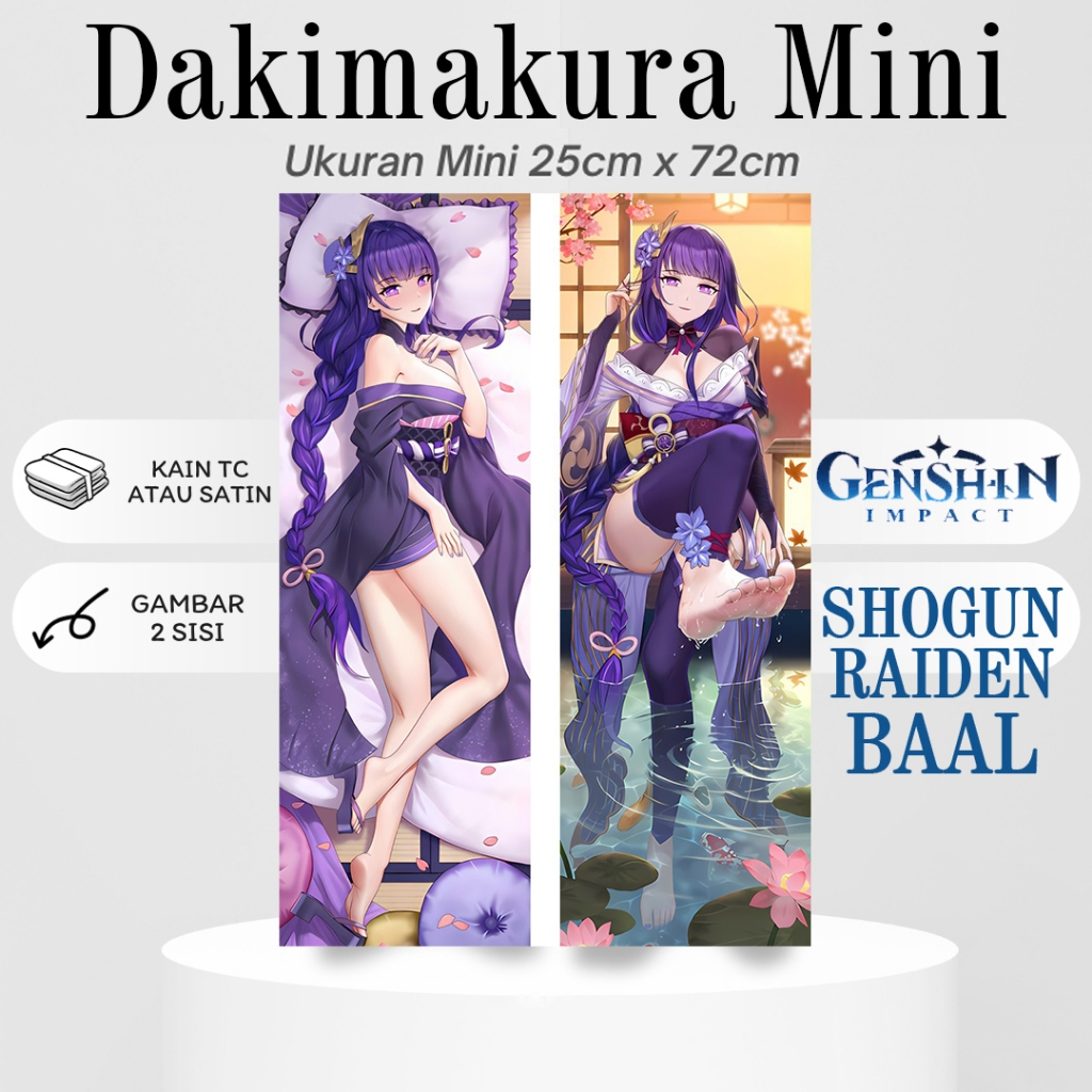 Dakimakura Mini SHOGUN RAIDEN Genshin Impact Pillow Anime Waifu Mini ...