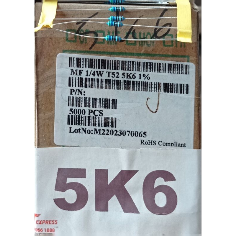 Metal Resistor 5K6 1/4Watt MF 1/4W T52-5K6-1% Taiwan Resistor | Shopee ...