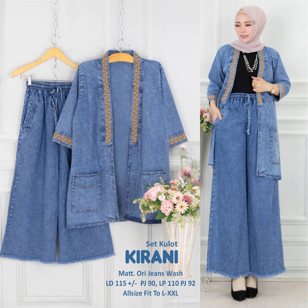 KIRANI JEANS SET PRETTY CARDY AND INARA KULOT RAWIS SNOW BLUE AND BLACK ...