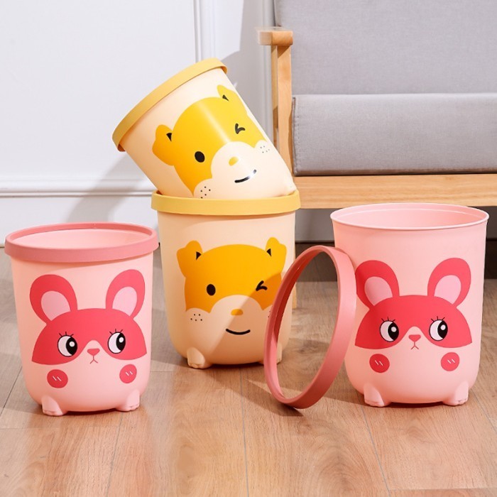 Living Room Trash Can / Small Plastic Trash Can / Cute Character Trash Can Work Desk / Office ...