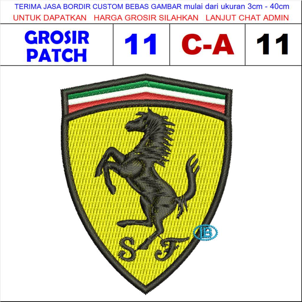 Ferrari Embroidered Iron-On Patch - Racing Sports Car Fabric Applique