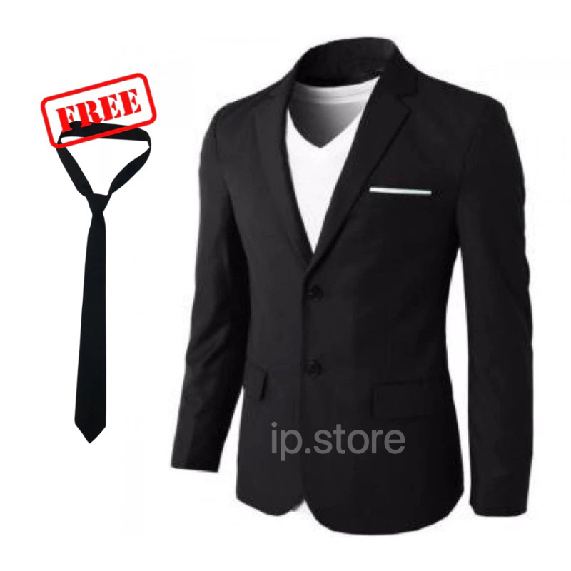 Mens Black Blazer - Mens Classic Fit 2 Button Dress Blazer Sport Jacket in Navy Blue