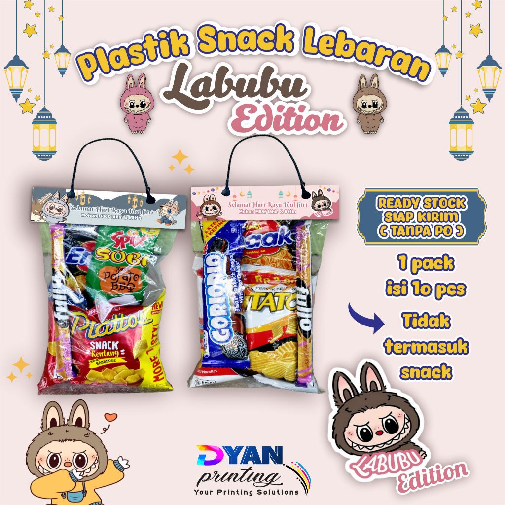(CONTENTS Of 10) LABUBU EDITION EID SNACK PLASTIC BAG SIZE 15 x 27 CM ...