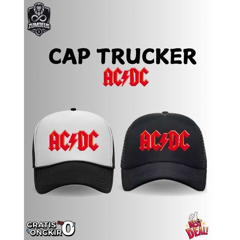 Acdc Trucker Cap/Net Cap/Black/White | Shopee Malaysia