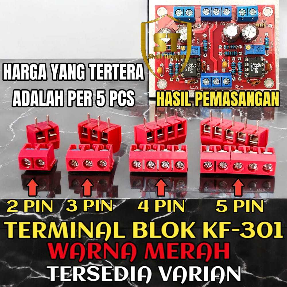 MERAH [ 5 PCS ] TERMINAL BLOCK CONNECTOR - RED KF-301 - 5.0mm | Shopee ...
