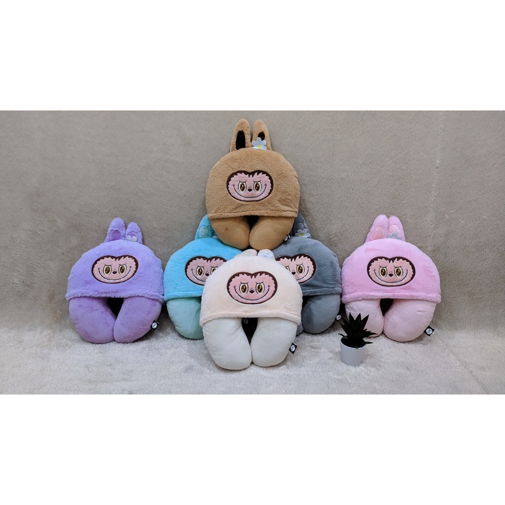 Labubu Headrest Hoodie Neck Pillow Labubu Character Hat Cute Embroidery ...