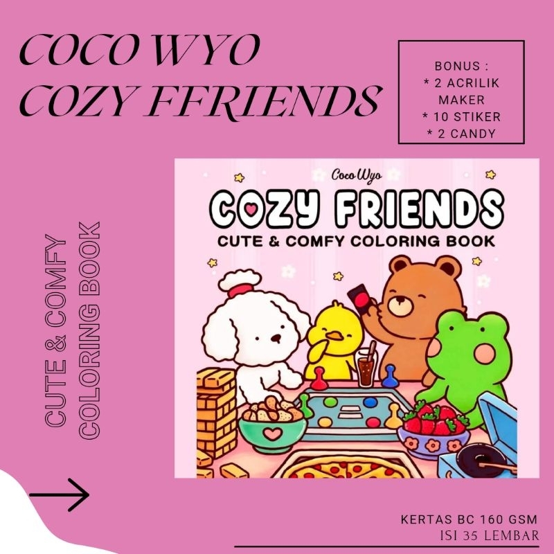 (35 Sheets) Cozy Friends Cute & Comfy Coloring Book with Coco Wyo ...