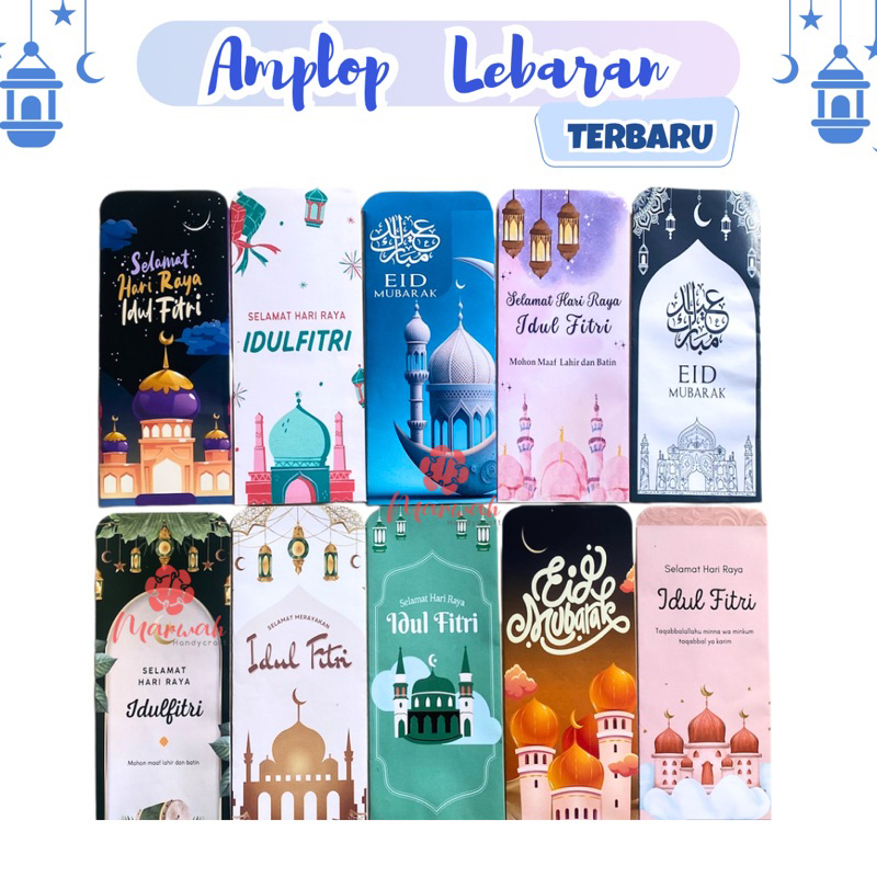 Islamic Motif Eid Envelopes Contains 10 pcs Size 7 x 18 cm Unfolded ...