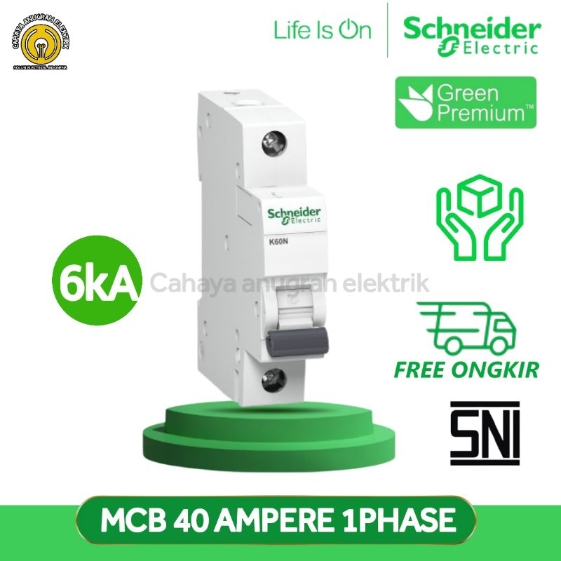 Mcb k60n Schneider 40A 1P 6kA MCB Schneider k60n 40A 1 Phase 100% ...