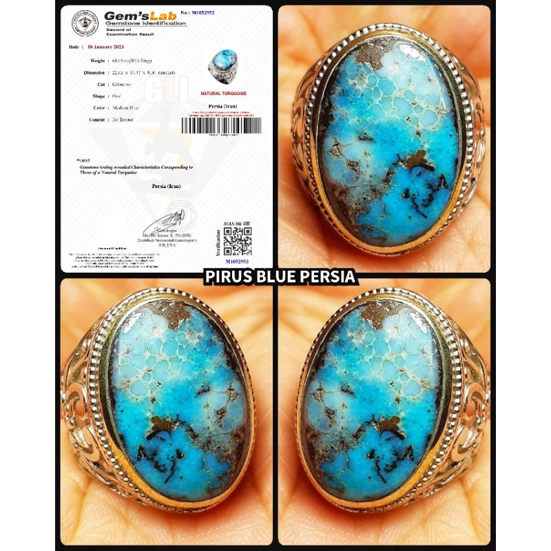 Blue persian turquoise, dual color, ancient gravel, original Iranian ...