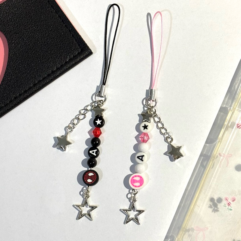 (Phonestrap) Couple keychain spiderman pink & red star charm | Shopee ...