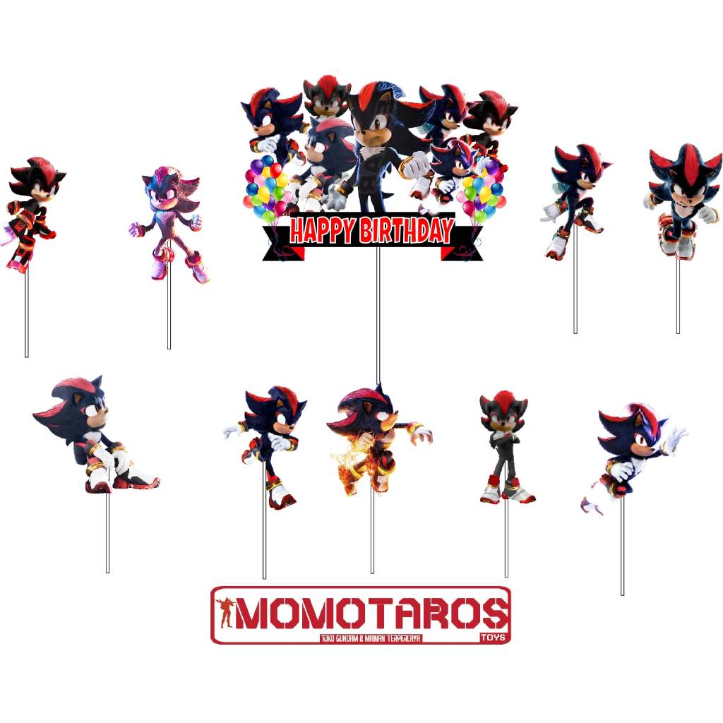 Shadow sonic movie cartoon cake Topper contains 10 pcs | Shopee Malaysia