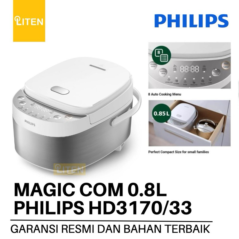 Philips HD3170/33 Mini Rice Cooker Digital 0.85 Liter HD 3170 HD3170 ...