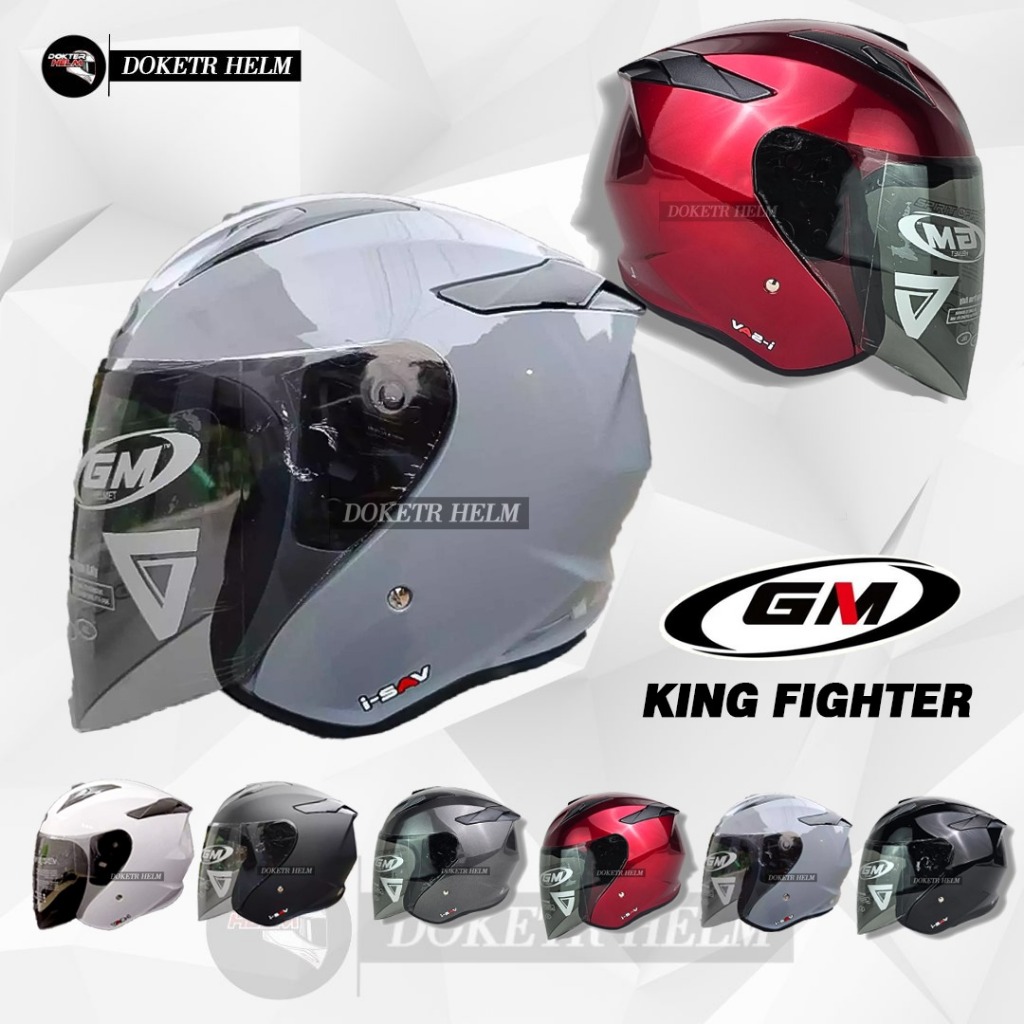 Gm KING FIGHTER SOLID Helmet Half Face Helmet Shopee Malaysia