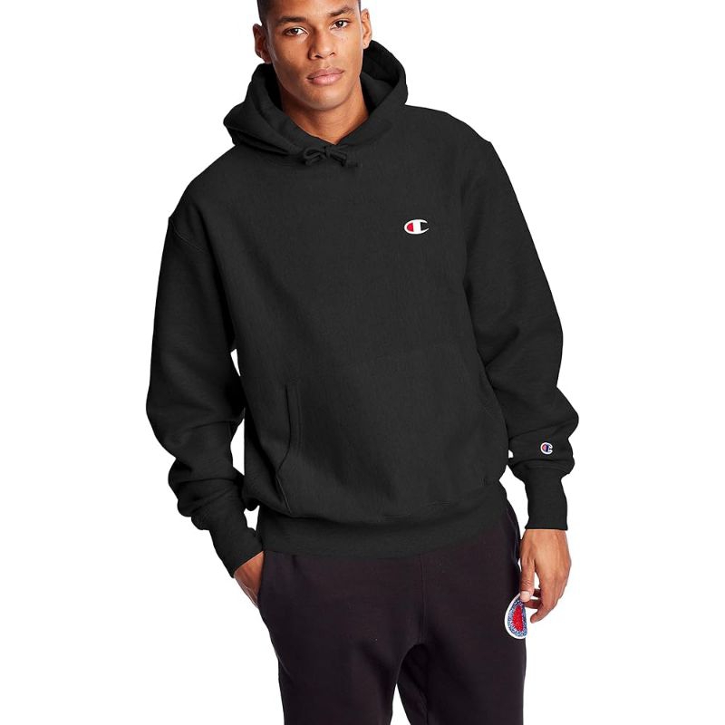 Original Champion Hoodie Basic Black Full Tag Label Unisex Original Champion Hoodie