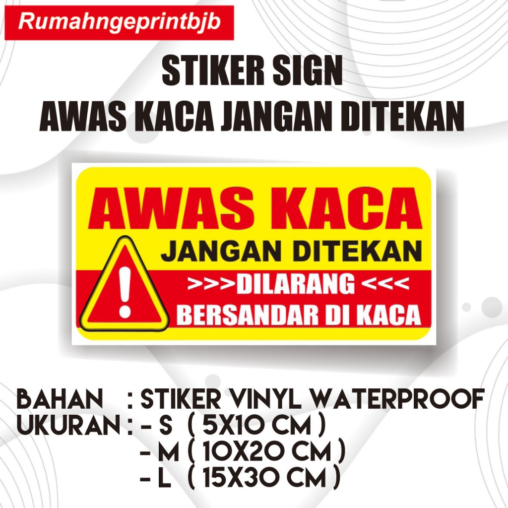 Sign STICKER / INSTRUCTION OF HIM, DON'T LEAD GLASS | Shopee Malaysia