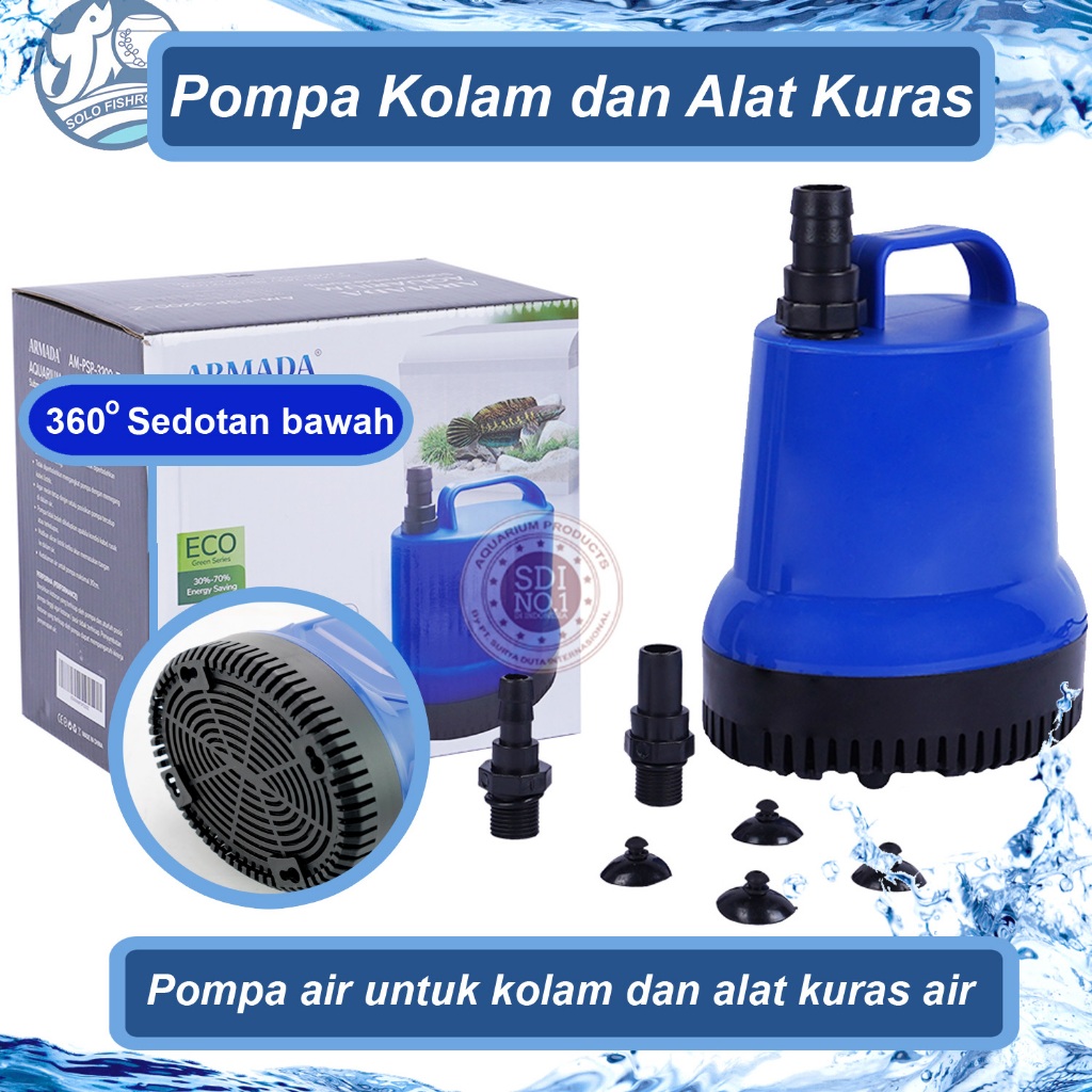 MESIN Low Watt Aquarium Filter Submersible Pump - Power Head Koi Fish ...