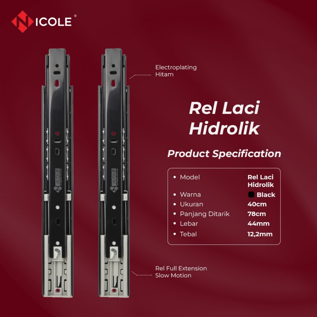2 Slow Motion Hydraulic Drawer Rails / Soft Closing Drawer Rails ...