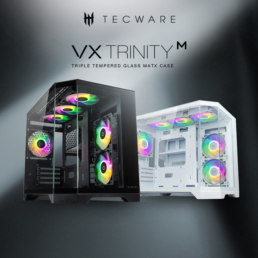 PC Case Gaming Tecware VX Trinity MM-atx Tempered Glass Free 6Fan ARGB ...