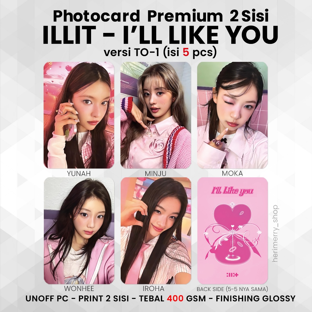 5 PCS) ILLIT I'LL LIKE YOU CHERISH Photocard - Premium PC 2 Sides