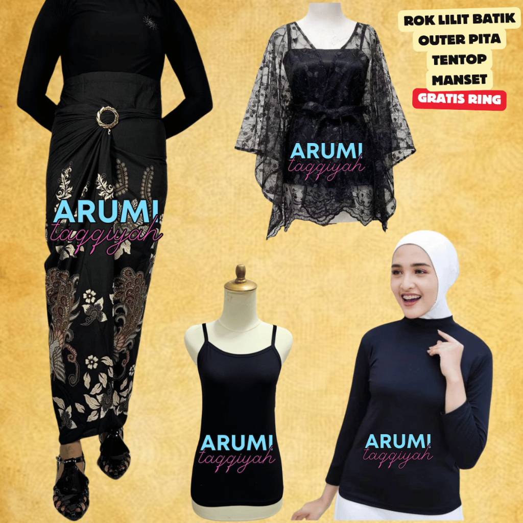 Dark Grey Ikat Kebaya Outer with Obin Belt