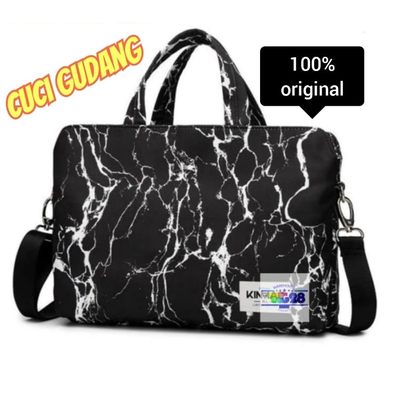 Deluxe MESSENGER BLACK MARBLE Laptop Bag Sling Bag 13 14 15 15,6 inches ...