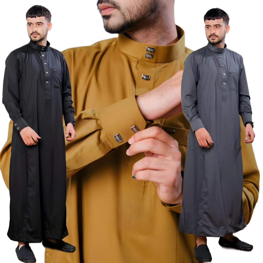 Slimfit MEN'S ROBES LATEST LUXURY JUBBAH MEN'S ROBES MUSLIM MEN'S ROBES ...