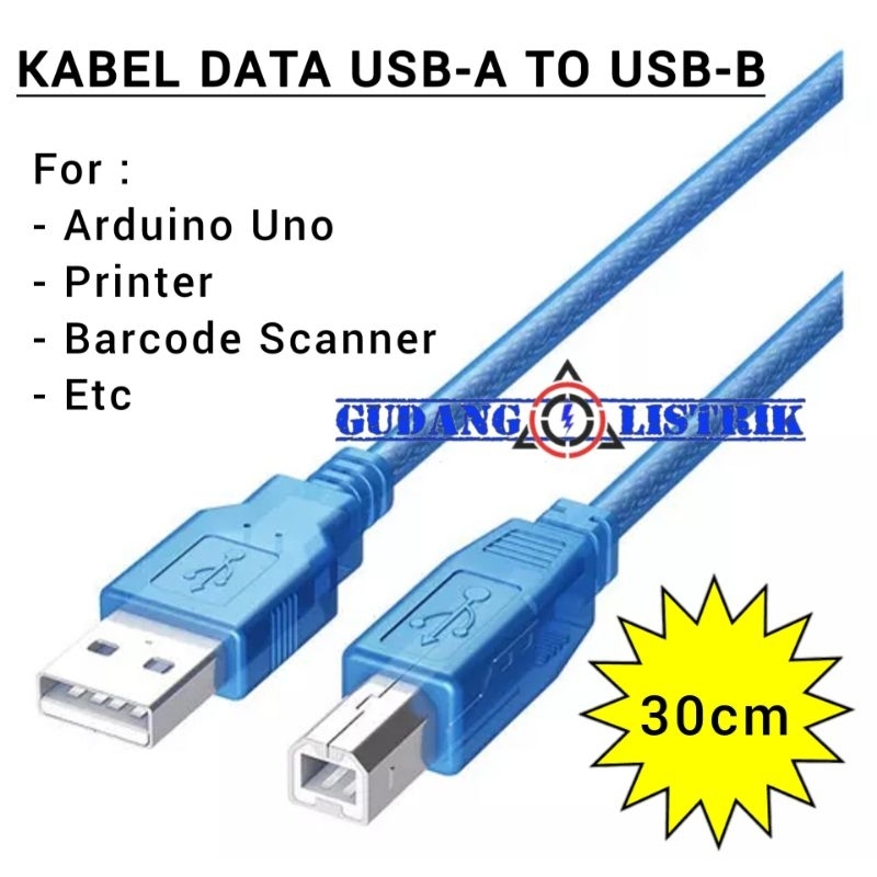 Usb Type A to USB Type B Data Cable Arduino Uno Mega Printer Cable 30cm ...