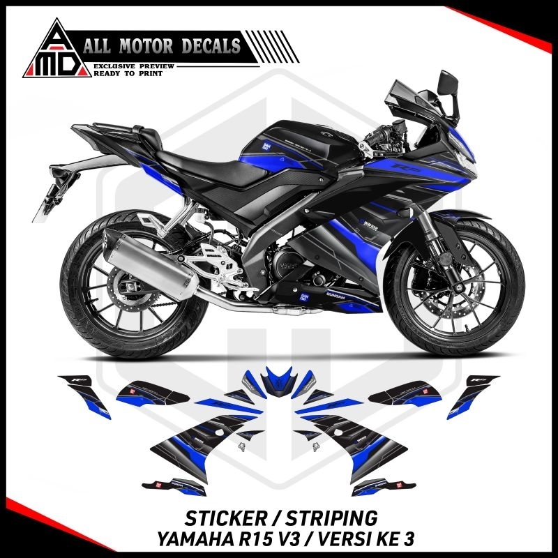 Yamaha r15 v3 Striping Custom Graphics / r15 Motorcycle Decal 3rd ...