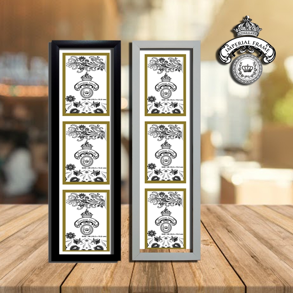 PUTIH HITAM Figura Frame 4R 3 IN 1 (stacking) Minimalist Vertical White ...