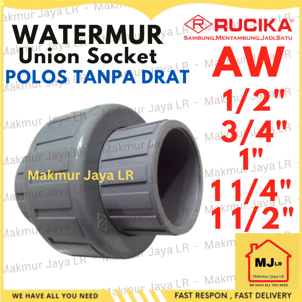 Watermur 1/2 3/4 1 11/4 1,25 11/2 1.5 inch AW RUCIKA PLAIN WITHOUT ...