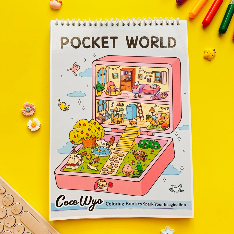 Pocket World Coloring Book Stress Relief Healing Therapy Coloring