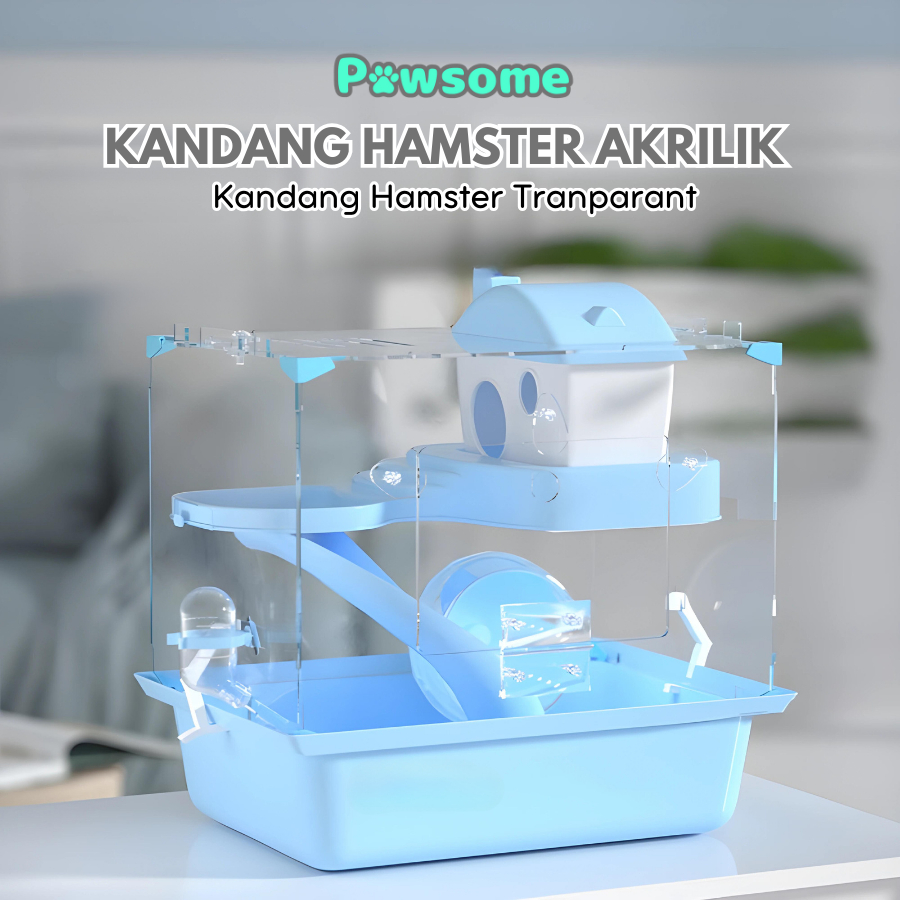 Image showcasing Transparent Acrylic Hamster Cage - 2 Level Hamster House - Pet Hamster ...