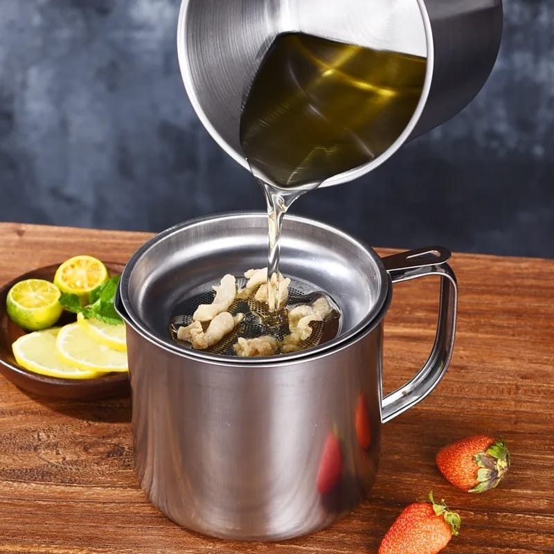 Oilpot / Oil Pot container and cooking Oil filter with a capacity of 1 ...