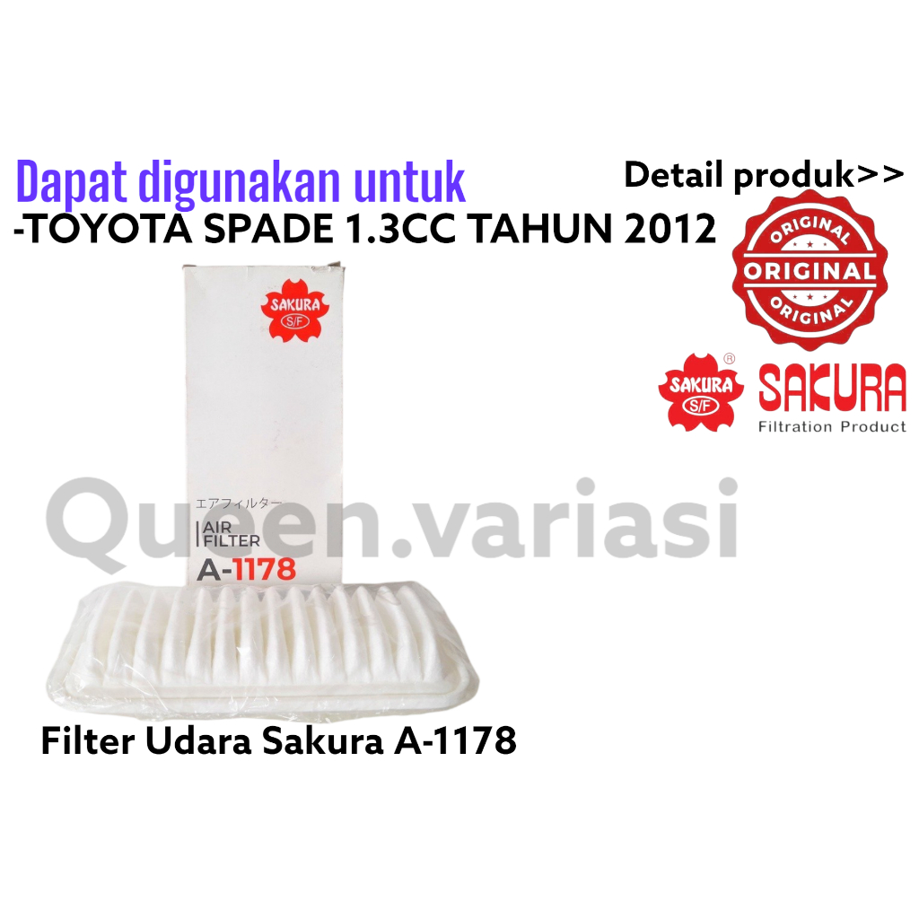 Toyota SPADE 1,3CC CAR AIR FILTER 2012 SAKURA A-1178 | Shopee Malaysia