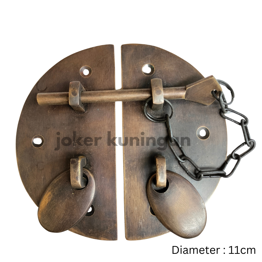 Overpal - Antique brass locking latch with plain motif - Diameter 11cm ...