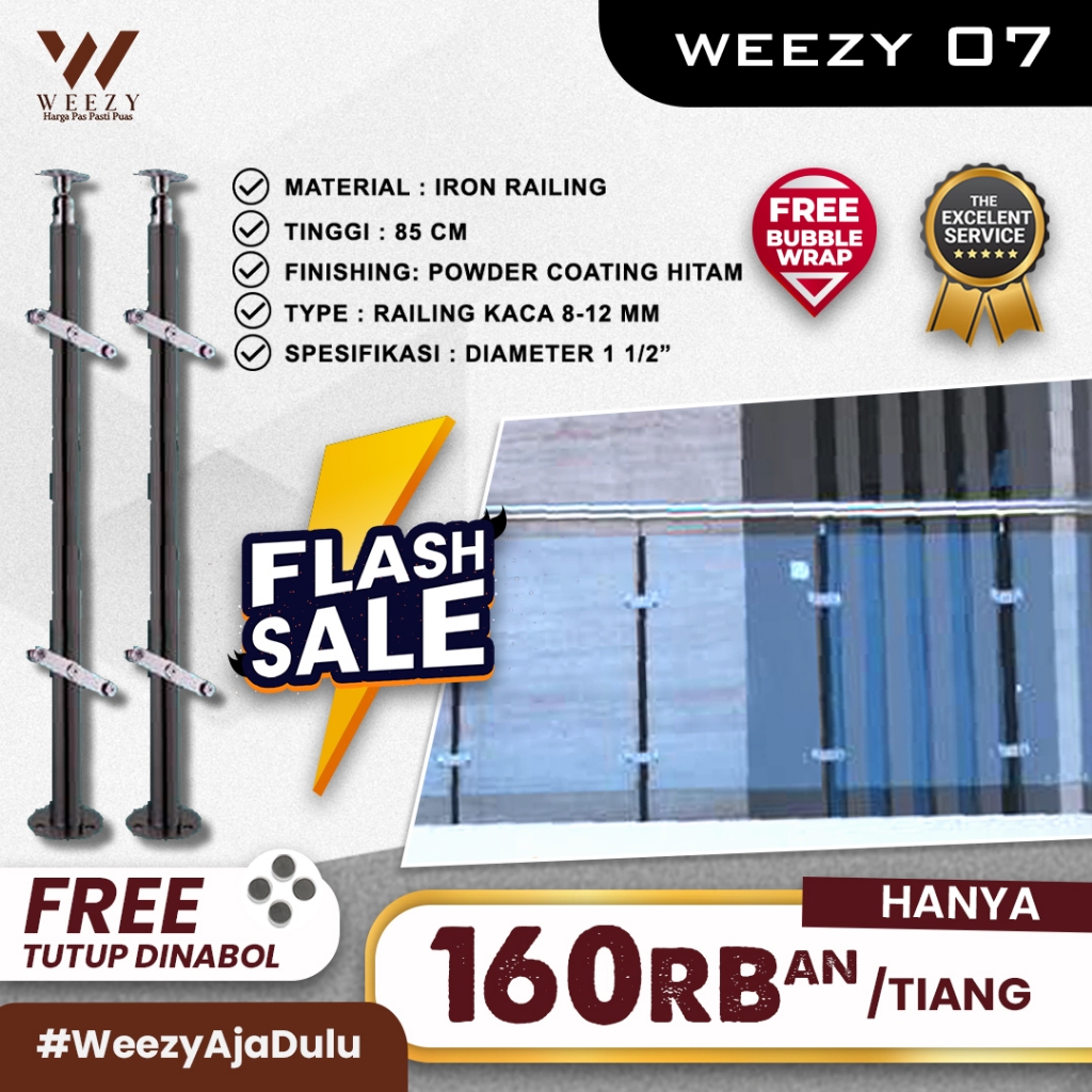 HITAM Stair Railing - GLASS Railing [Weezy 07] Stair Railing with Black ...