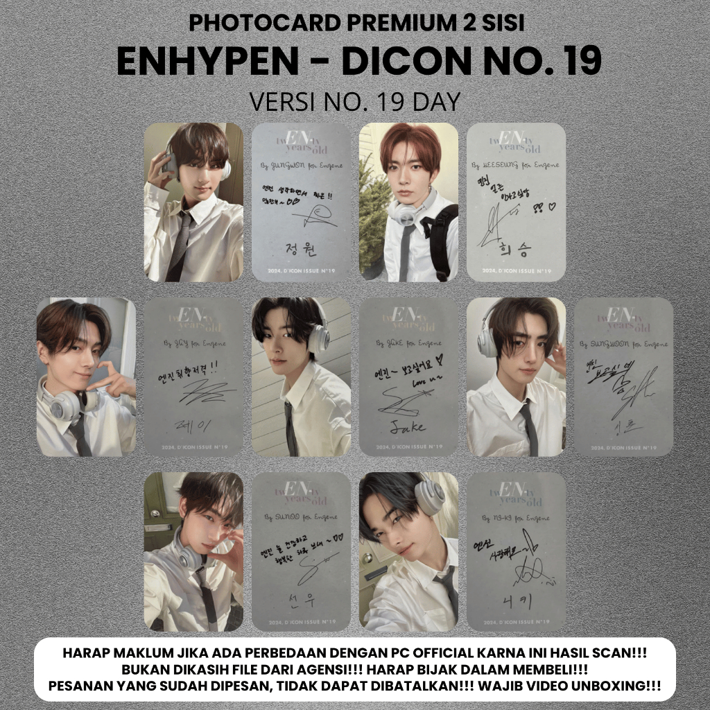 (CONTAINS 7 PCS) ENH*A DICON NO 19 Photocard - 2 SIDED KPOP Premium ...