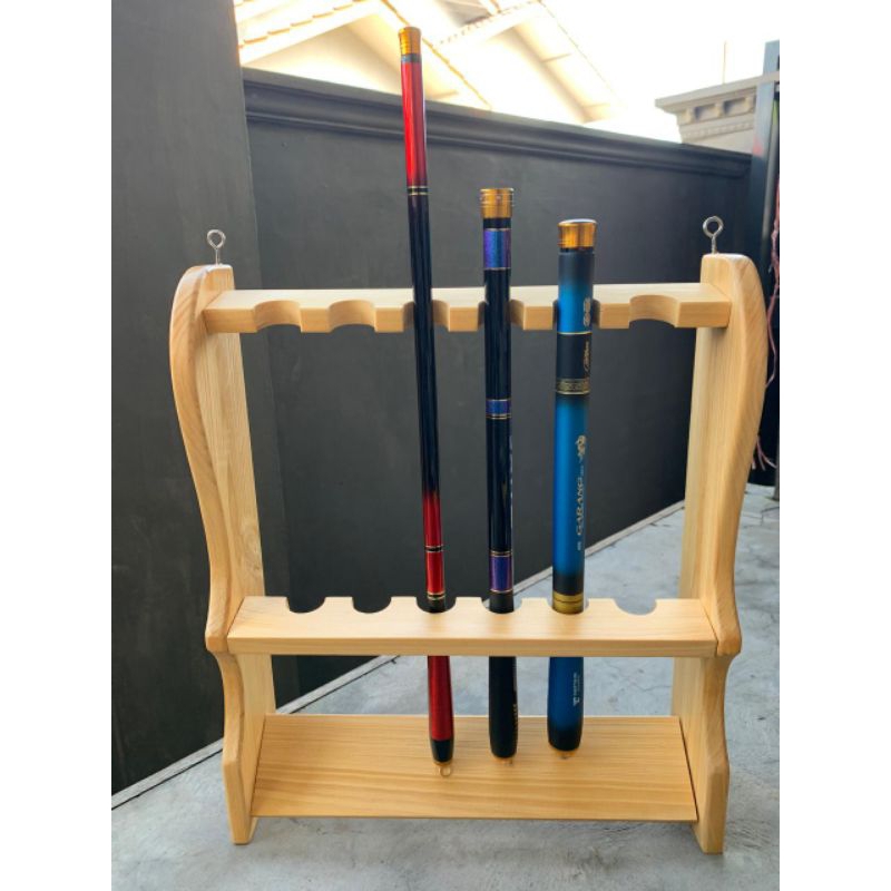 KAYU 6 HOLE ROD RACK MATERIAL DUTCH TEAK WOOD | Shopee Malaysia