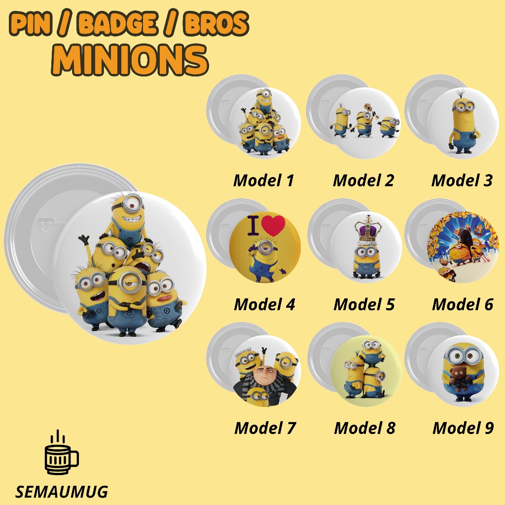 DESPICABLE MINIONS PIN GIFT CUTE CARTOON ROUND BADGE BROOCH CUSTOM ...