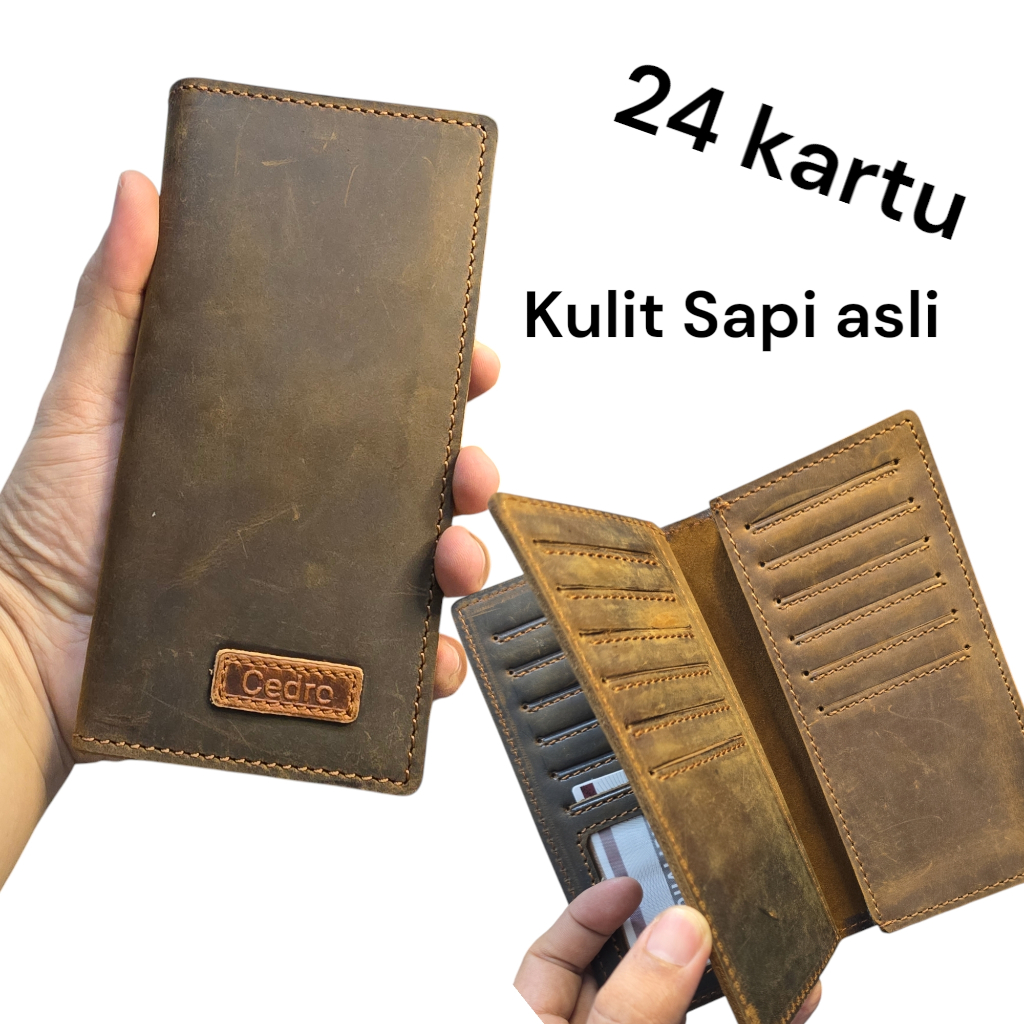 Ricky Genuine Leather Long Wallet with Many Card Slots | Shopee Malaysia