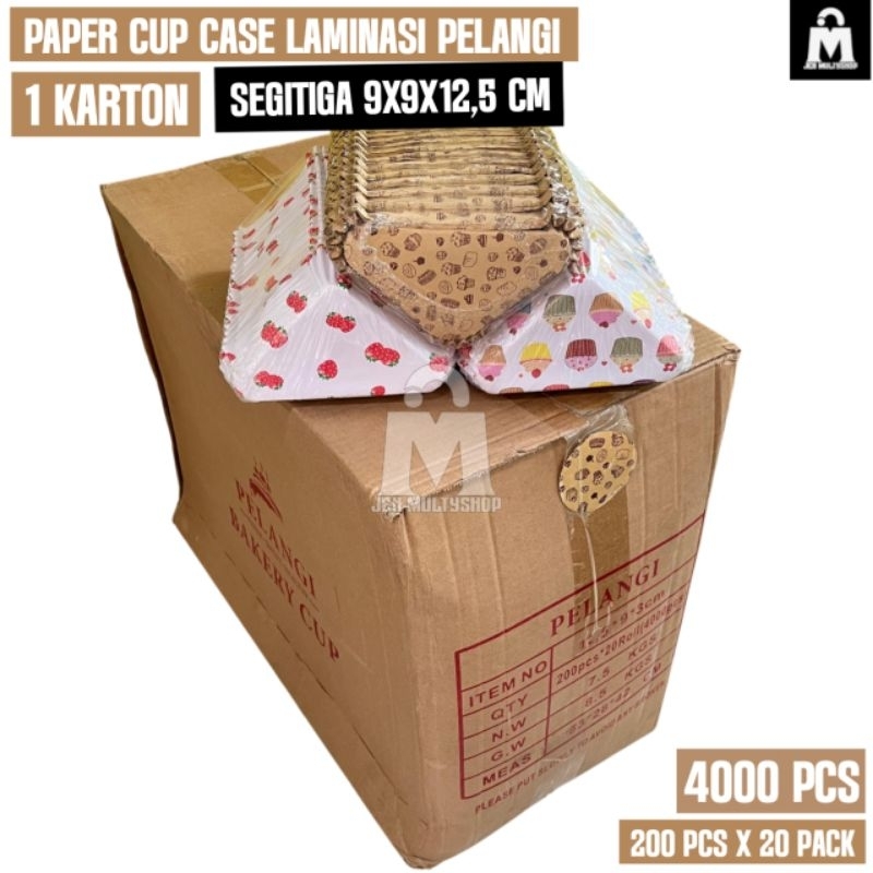 Triangular laminated Paper cup case 9x9x12,5 cm 1 carton contains 200 ...