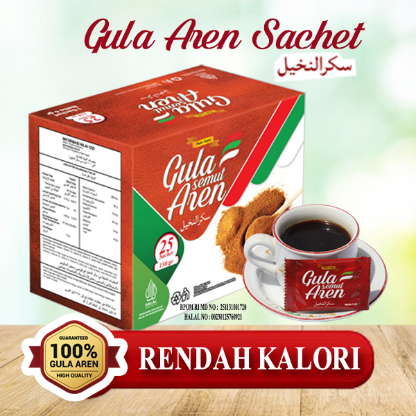 Pondok Aren 25 Sachets Palm Sugar Sachet Stick Powder Original Pure 100 ...