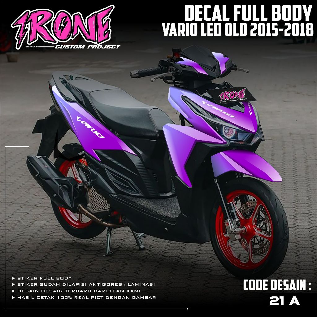 Irone CUSTOM PROJECT Sticker Honda Vario LED 2015-2017 Full Body Latest ...