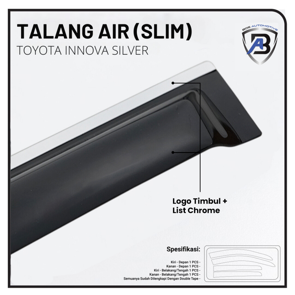 Toyota Innova 2003 2015 Car Door Gutter List Silver 4door Slim Model