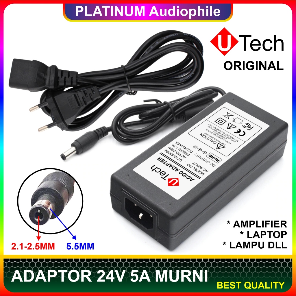 Adapter 24V 5A Pure AC DC Adapter Power Supply Led Light Strip Media